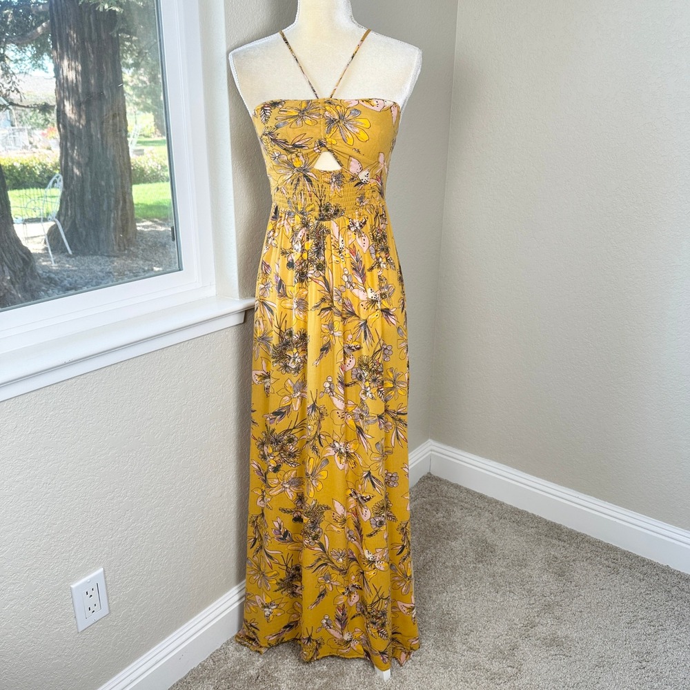 Free People Intimately Free One Step Ahead Maxi Dress XS Floral Halter Cutout
